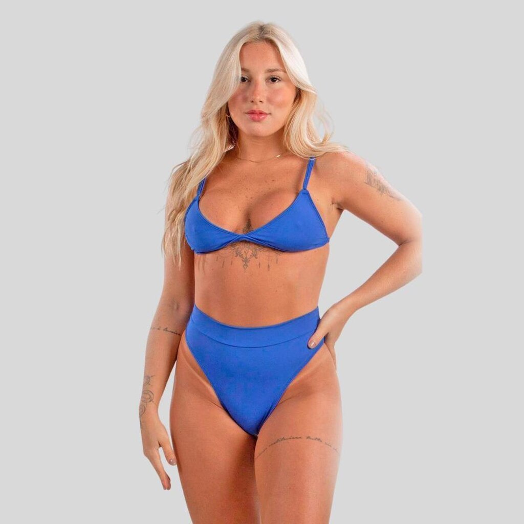 Biquíni Feminino Cintura Alta com Top Alça Fina Confortável Moda Praia