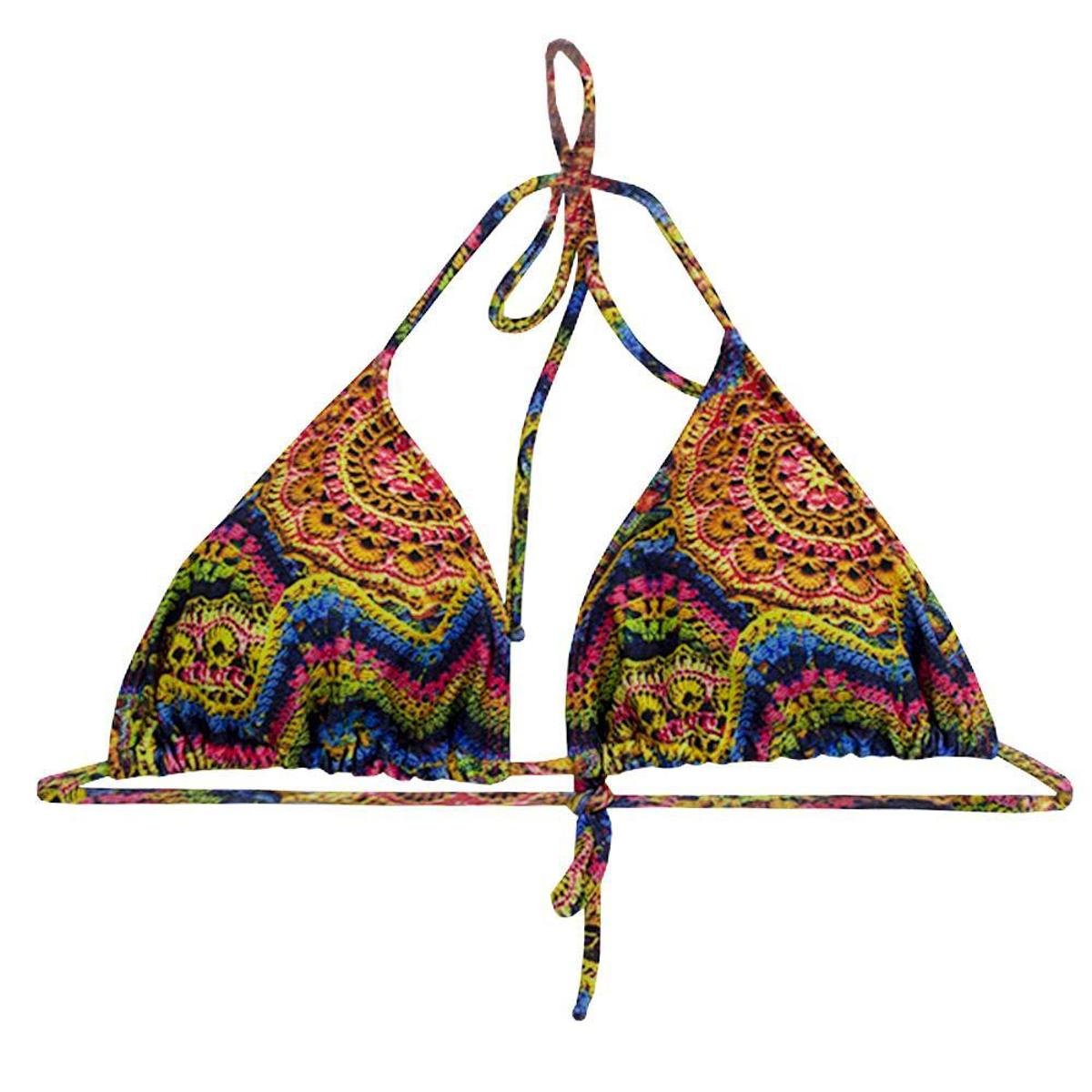 Biquíni Feminino Parte Superior Estampado Areia do Mar - Bege Menor preço em Biquíni Feminino Parte Superior Estampado Areia do Mar - Bege