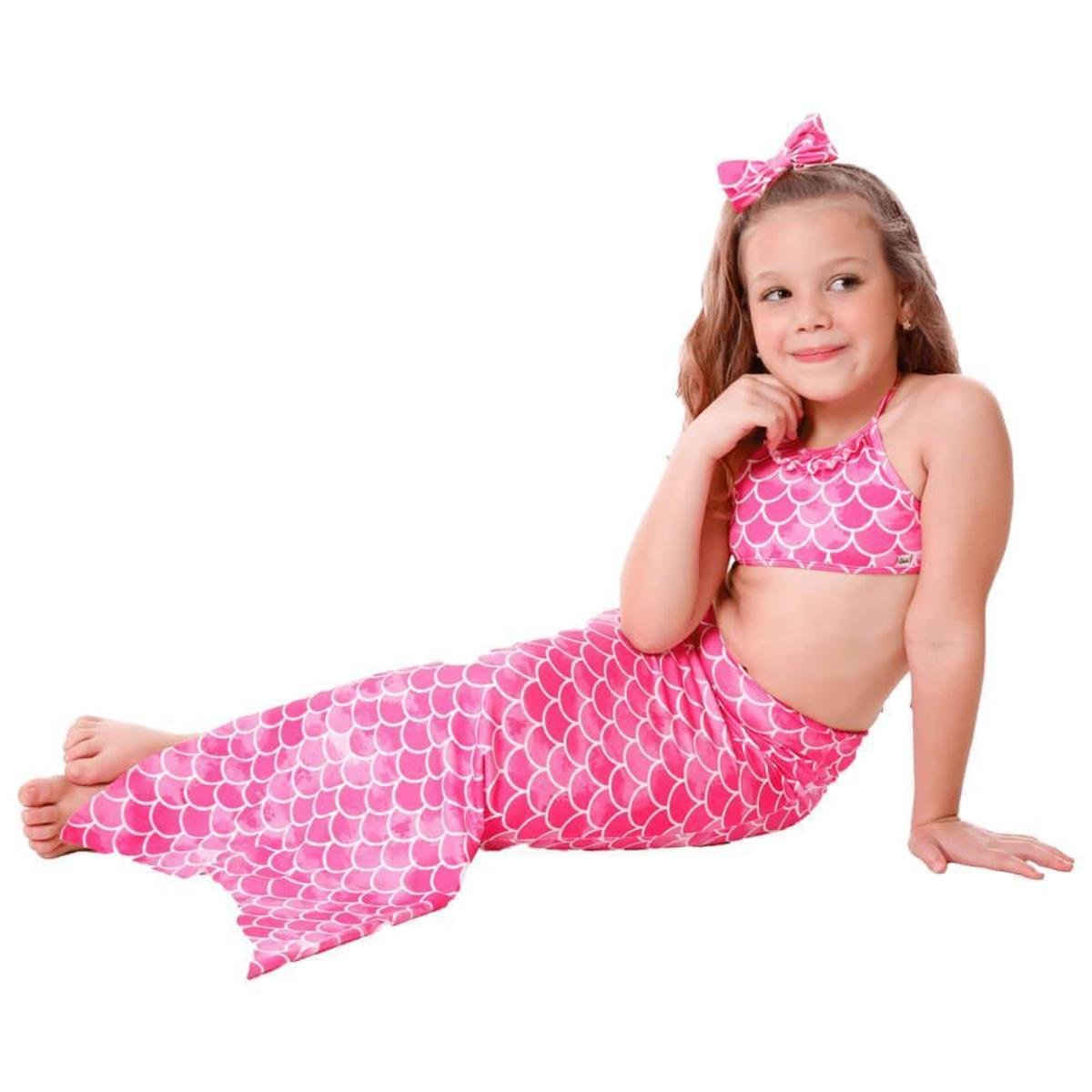 Biquíni com calda de sereia Rosa