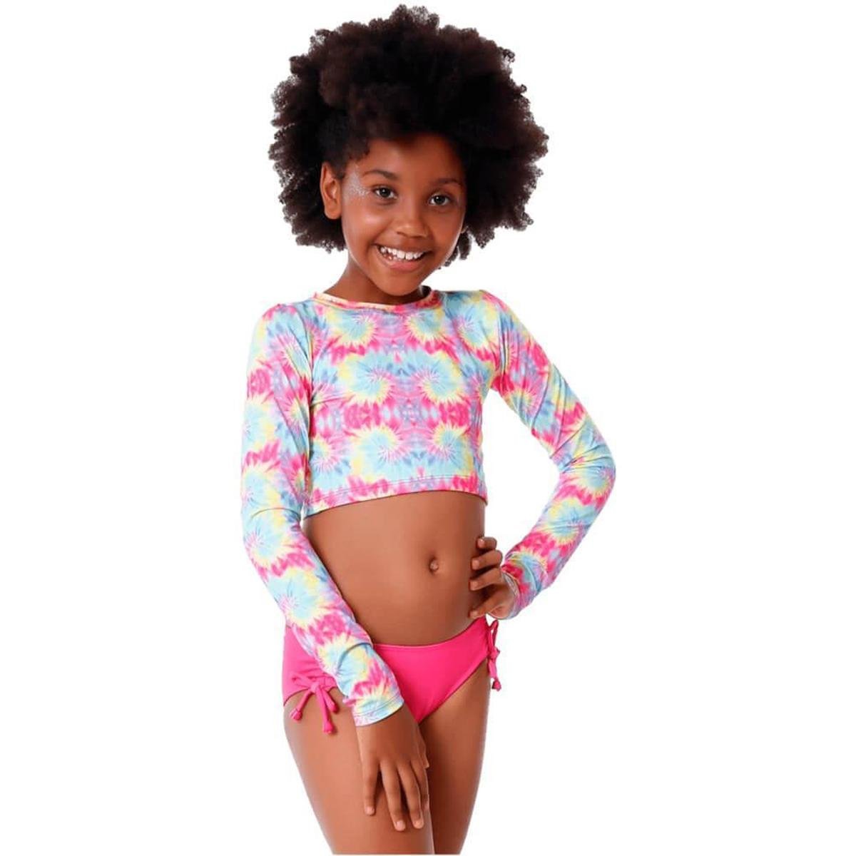 Cropped de manga longa Tie Dye