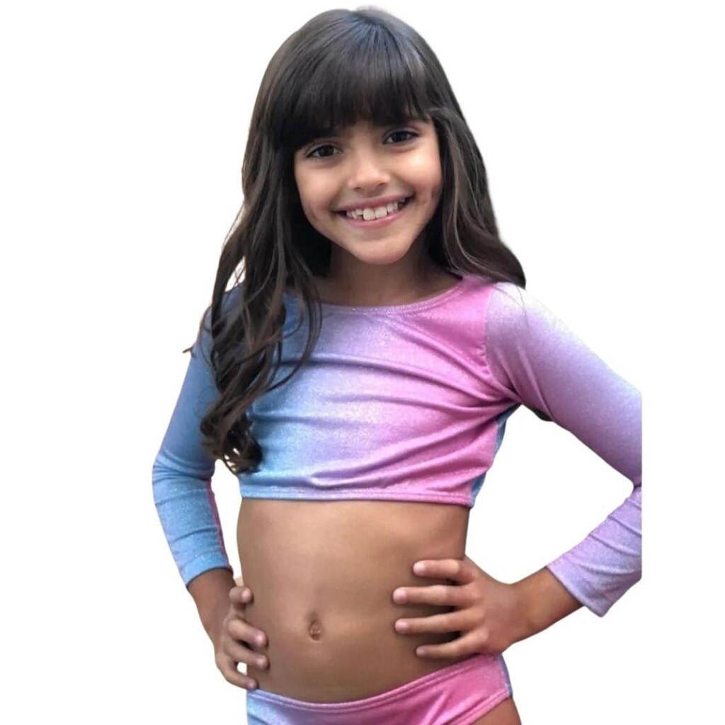 Biquíni Infantil Proteção UPF50+ Manga Longa Shine Cotton Candy - Verão 2022
