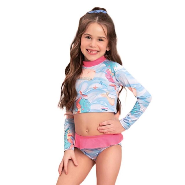 BIQUÍNI MENINA CROPPED TANGA PROTEÇÃO UV SEREIA MILLI&NINA