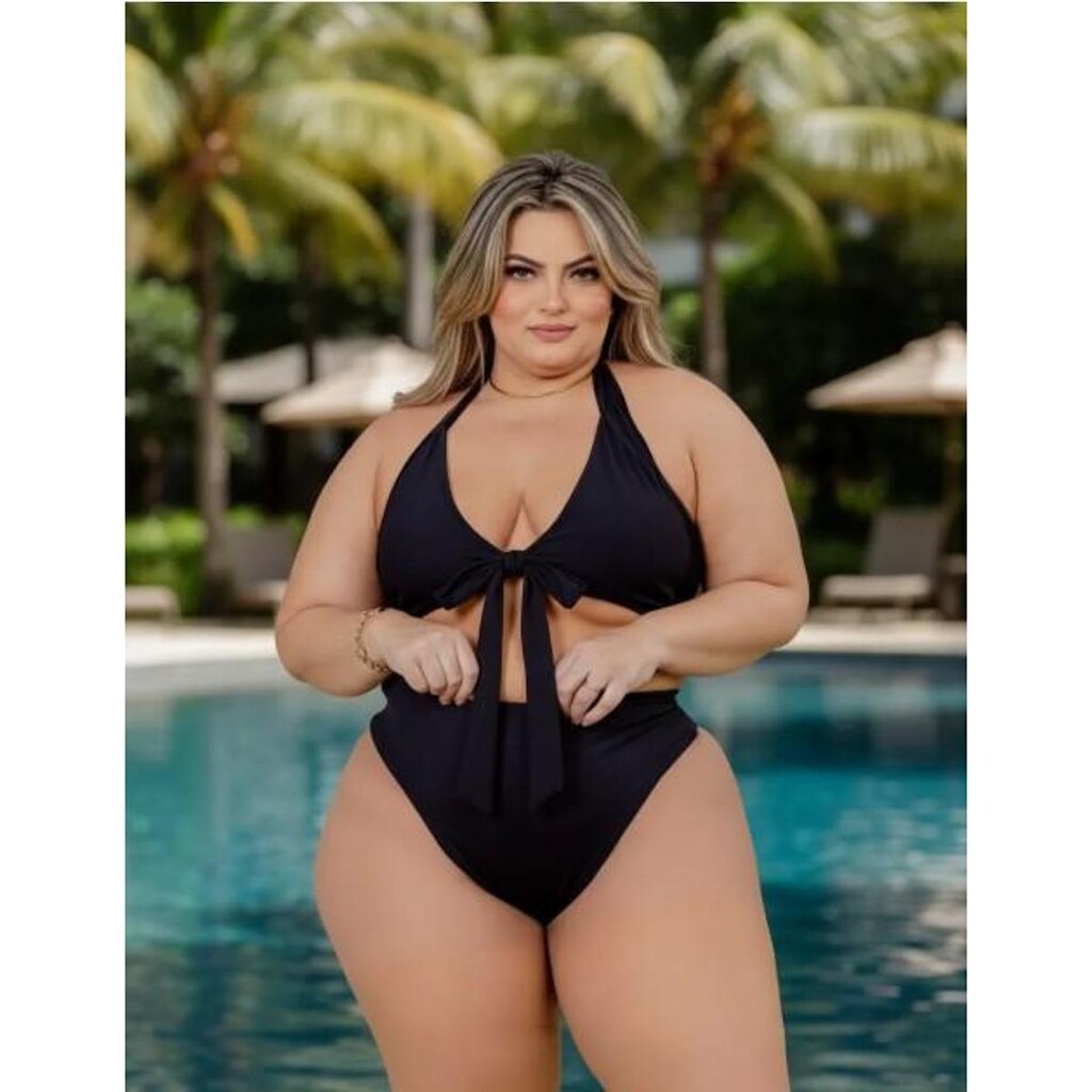 Biquíni Plus Size Feminino Cintura Alta Praia Top