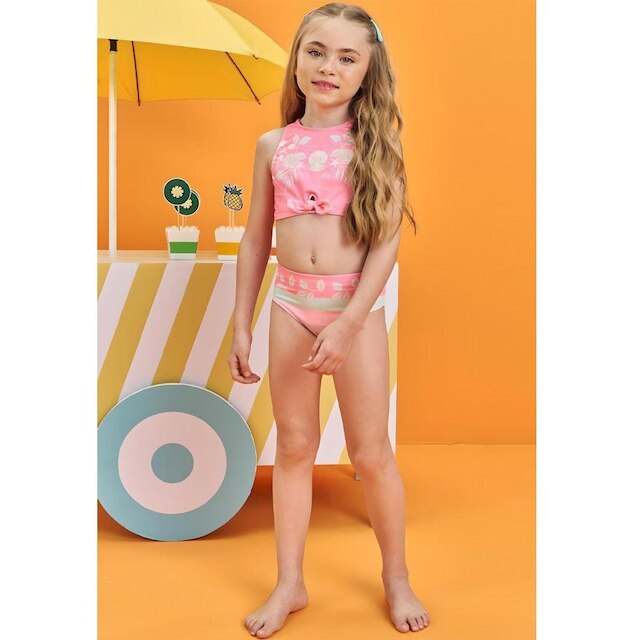 BIQUÍNI ROSA FLORA PROTEÇÃO UV50+ INFANTI