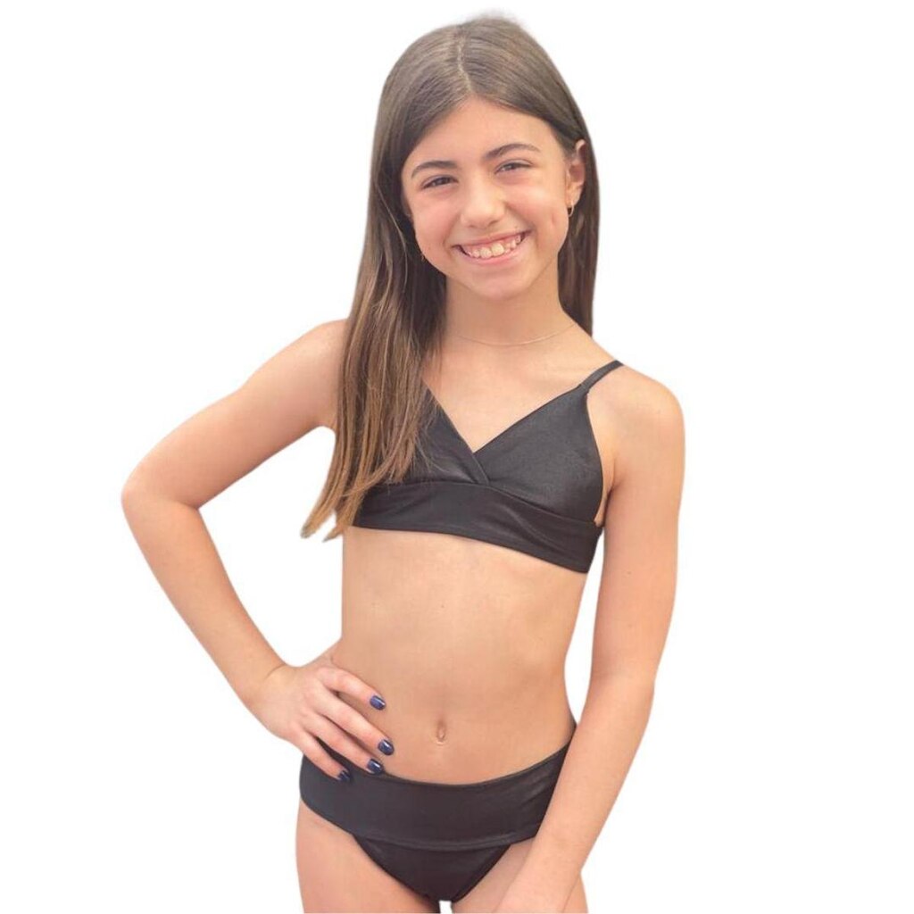 Biquíni Teen Lycra Proteção UPF50+  Vicky - Preto Cirré