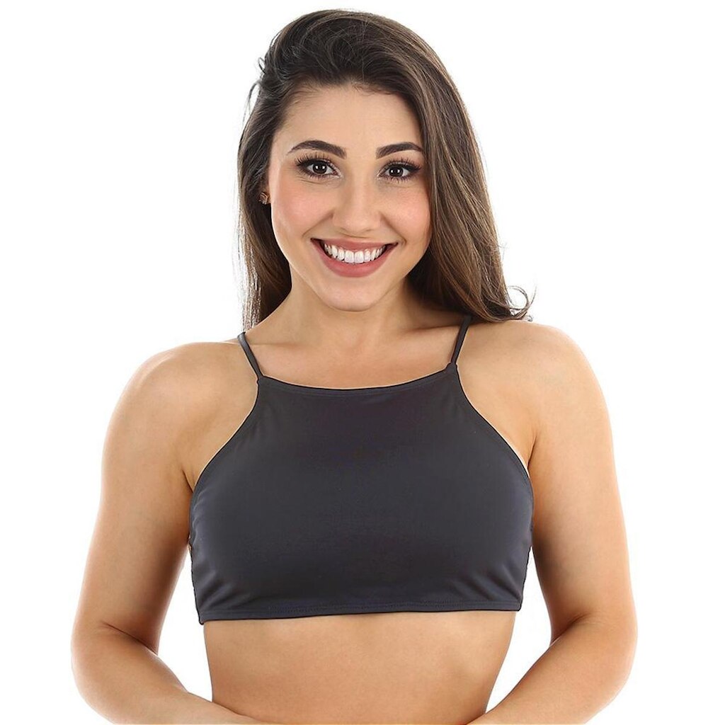 Biquini top cropped Águas Claras com bojo removível de amarrar nas costas e alcinha