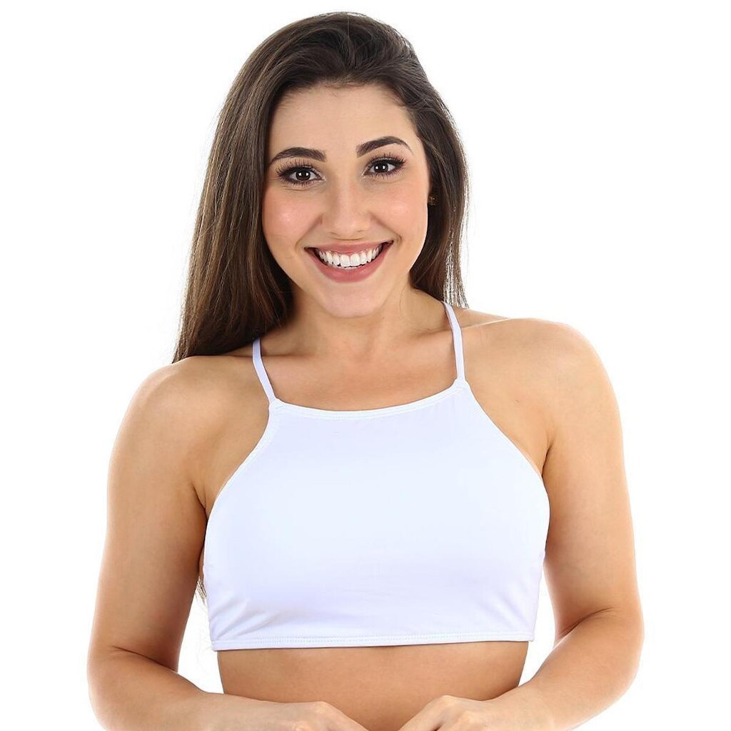 Biquini top cropped Águas Claras com bojo removível de amarrar nas costas e alcinha