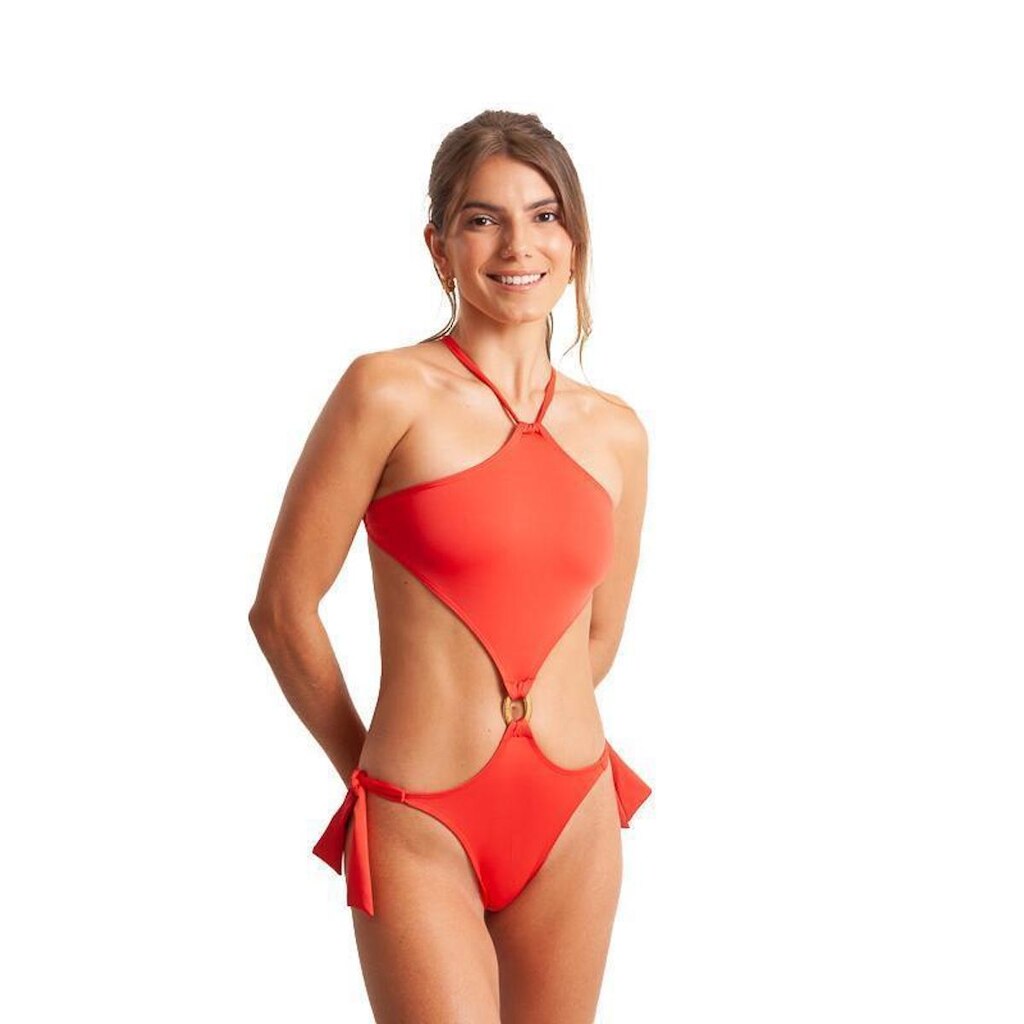Biquíni.Rio Maiô Duas Peças Fivela Calcinha Laço Vermelho