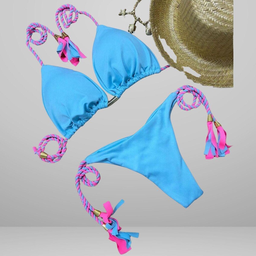 Biquni feminino DS empina bumbum cortininha com bojo linha Premium