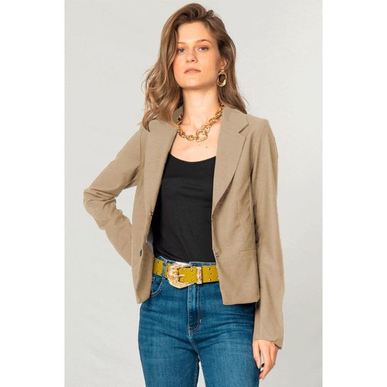 Blazer Básico Almaria Audiovisual Botões - Bege