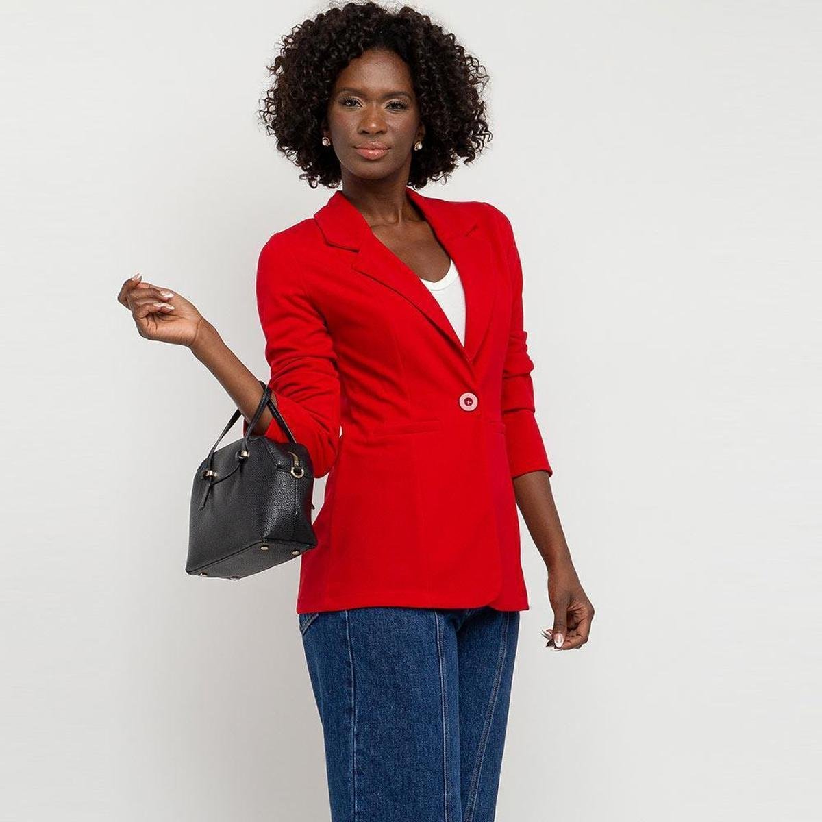 Blazer Boyfriend Eight Brand Acinturado Feminino - Vermelho Menor preço em Blazer Boyfriend Eight Brand Acinturado Feminino - Vermelho