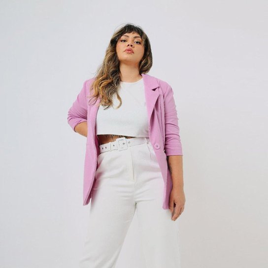 Blazer Boyfriend Eight Brand Acinturado Feminino - Lilás