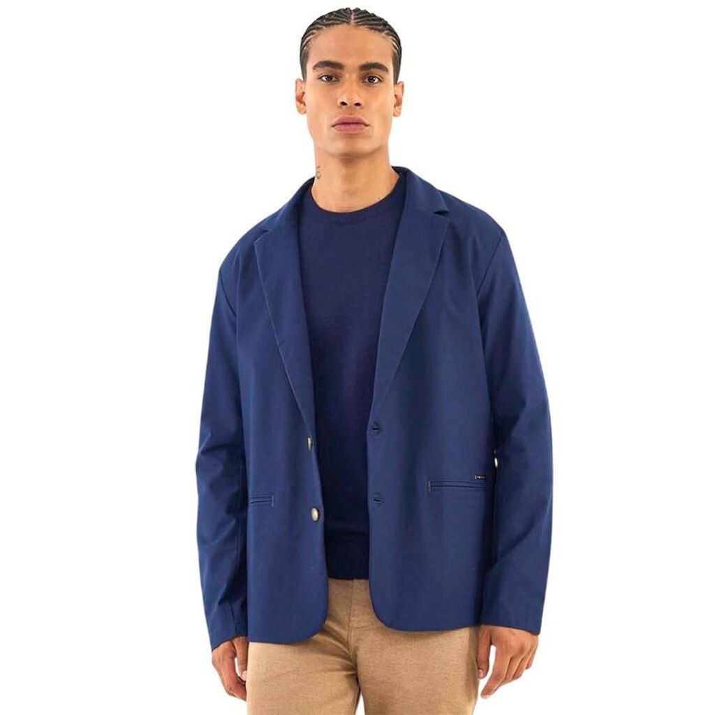 Blazer Colcci Reto Em Alfaiataria Azul Darkness Masculino