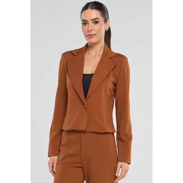 Blazer Curto PKS Alfaiataria Ponto Roma Terracota