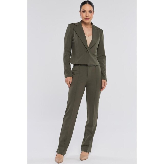 Blazer Curto PKS Alfaiataria Ponto Roma Verde Militar