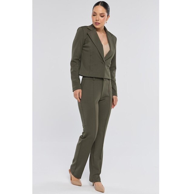 Blazer Curto PKS Alfaiataria Ponto Roma Verde Militar