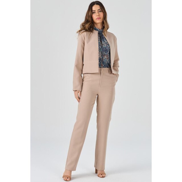 Blazer Curto PKS Alfaiataria Social Bege-GG