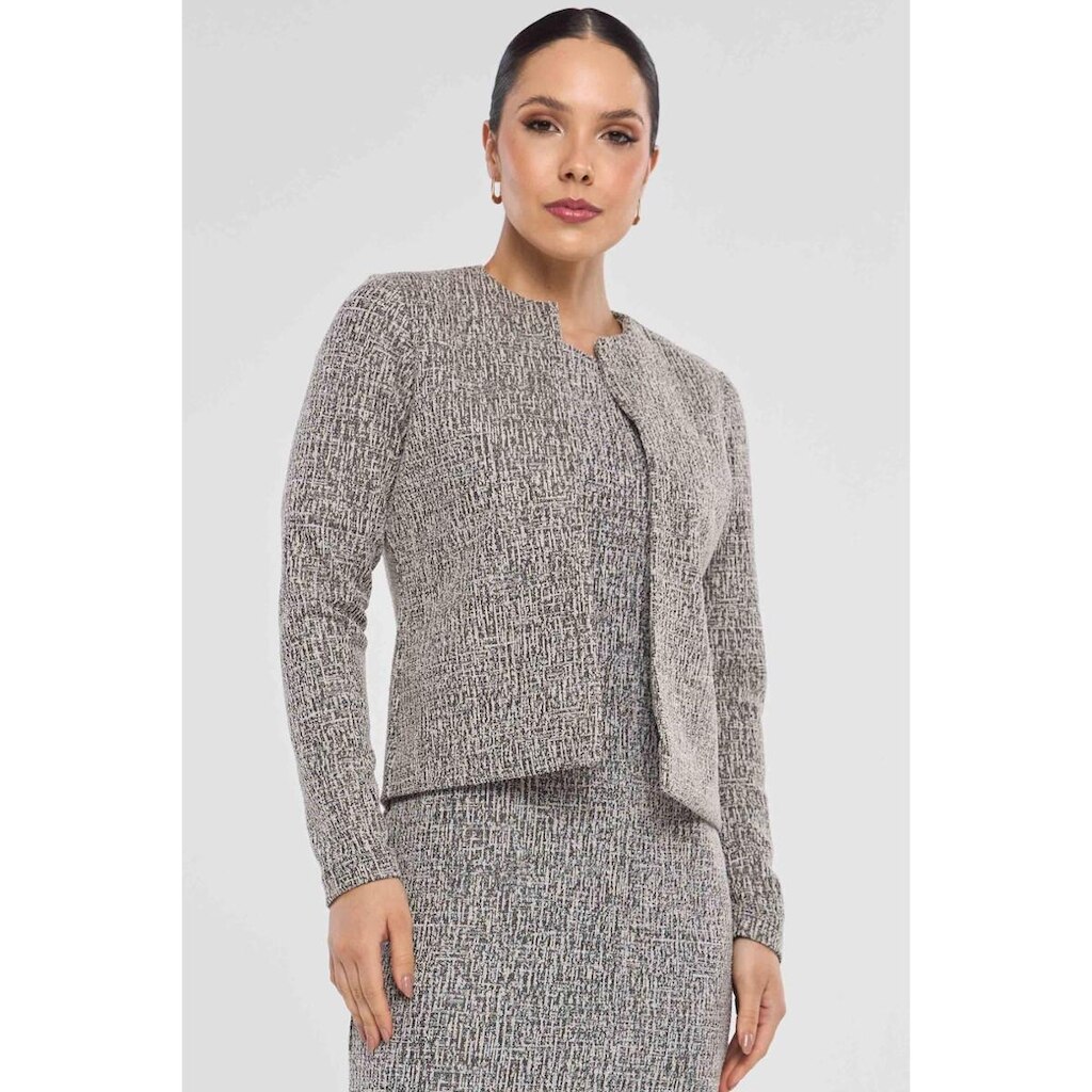 Blazer Curto PKS Alfaiataria Tweed Elegance Preto