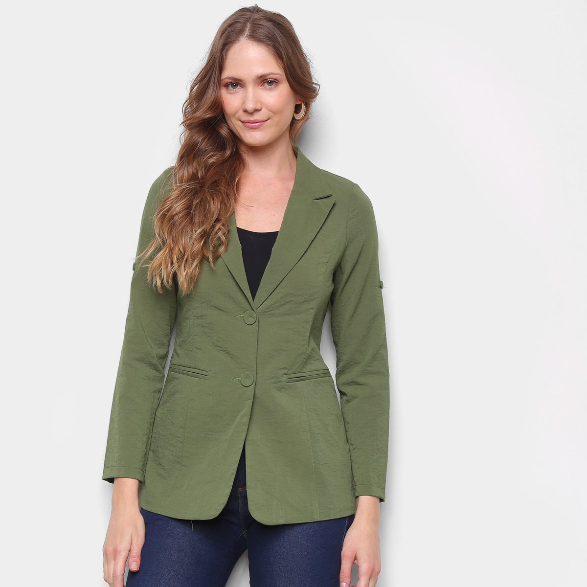 Blazer Eagle Rock Liso Feminino - Verde Militar Menor preço em Blazer Eagle Rock Liso Feminino - Verde Militar
