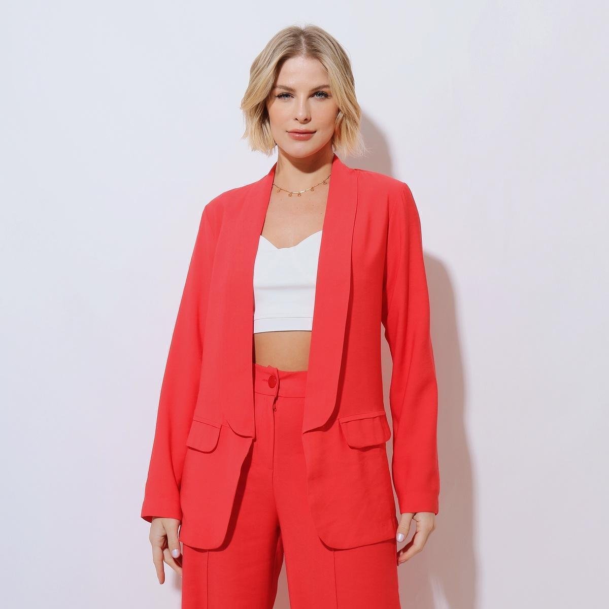 Blazer Eight Brand Alexandra Alfaiataria Feminino - Vermelho Claro Menor preço em Blazer Eight Brand Alexandra Alfaiataria Feminino - Vermelho Claro