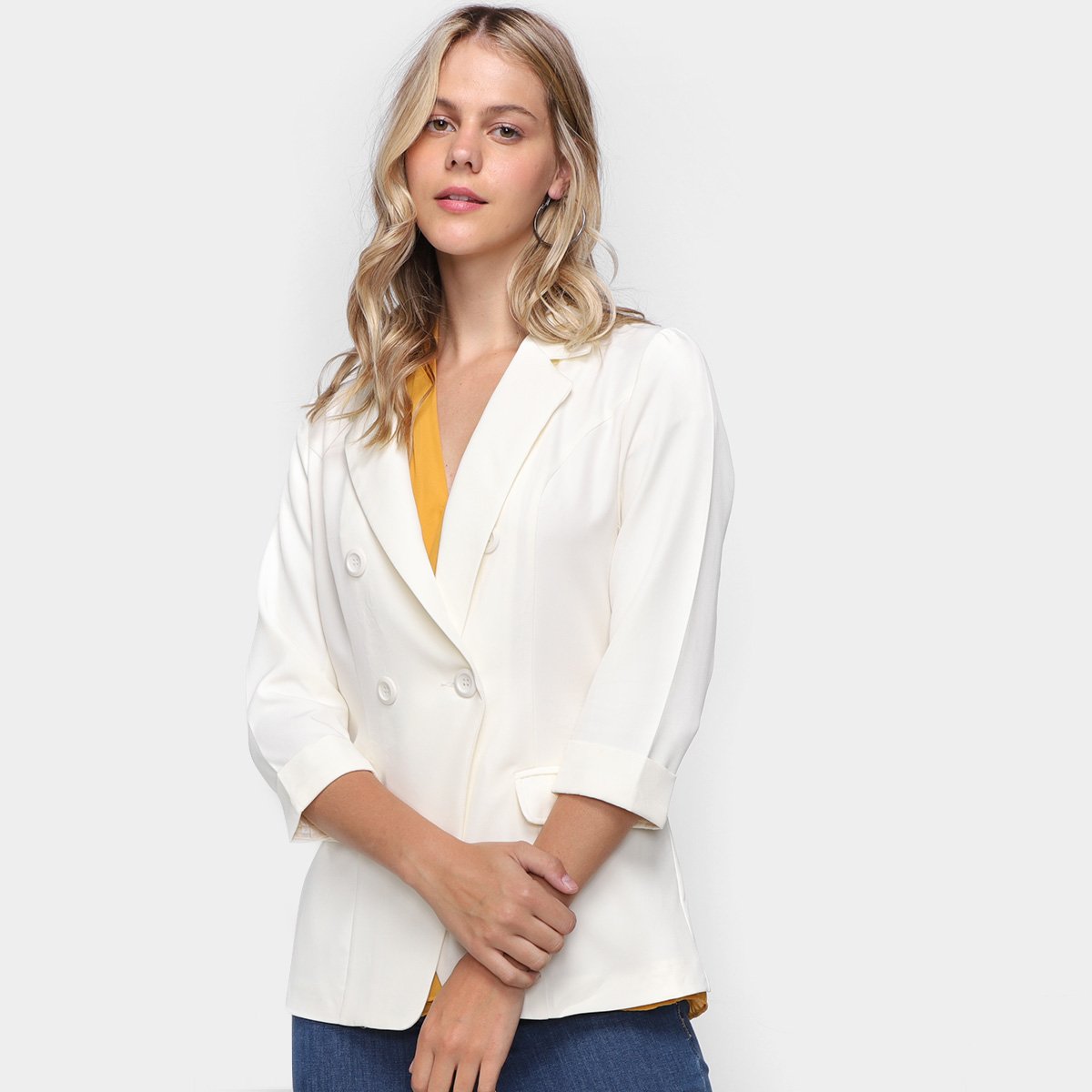 Blazer Extin Liso Feminino - Branco Menor preço em Blazer Extin Liso Feminino - Branco