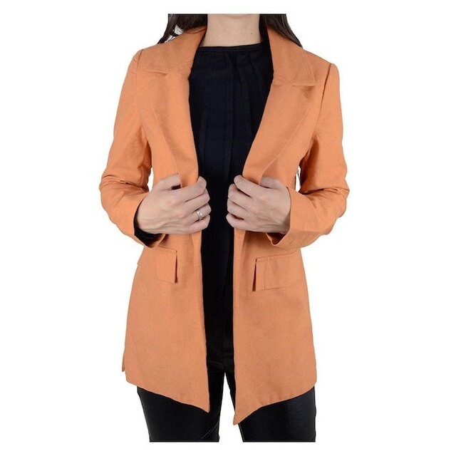 Blazer Feminino Autenticada Linho Laranja Camel - 7655