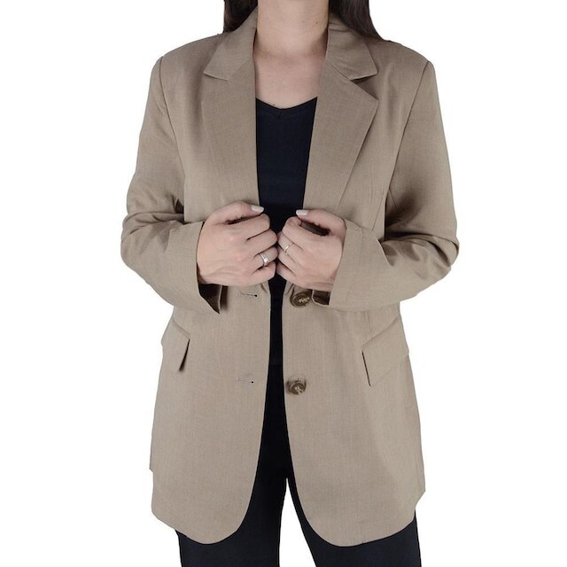 Blazer Feminino Facinelli By Mooncity Over Marrom Camel - 69