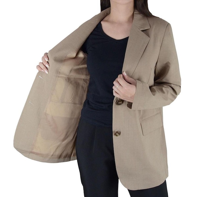 Blazer Feminino Facinelli By Mooncity Over Marrom Camel - 69