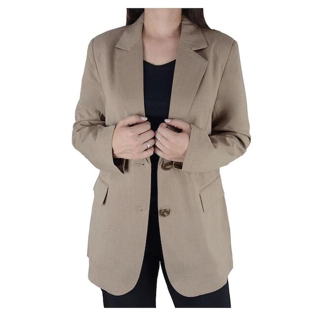 Blazer Feminino Facinelli By Mooncity Over Marrom Camel - 69
