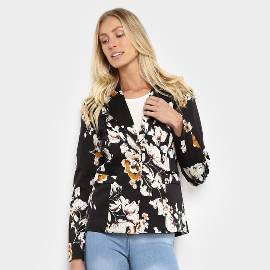 Blazer Holin Stone Floral Feminino - Preto