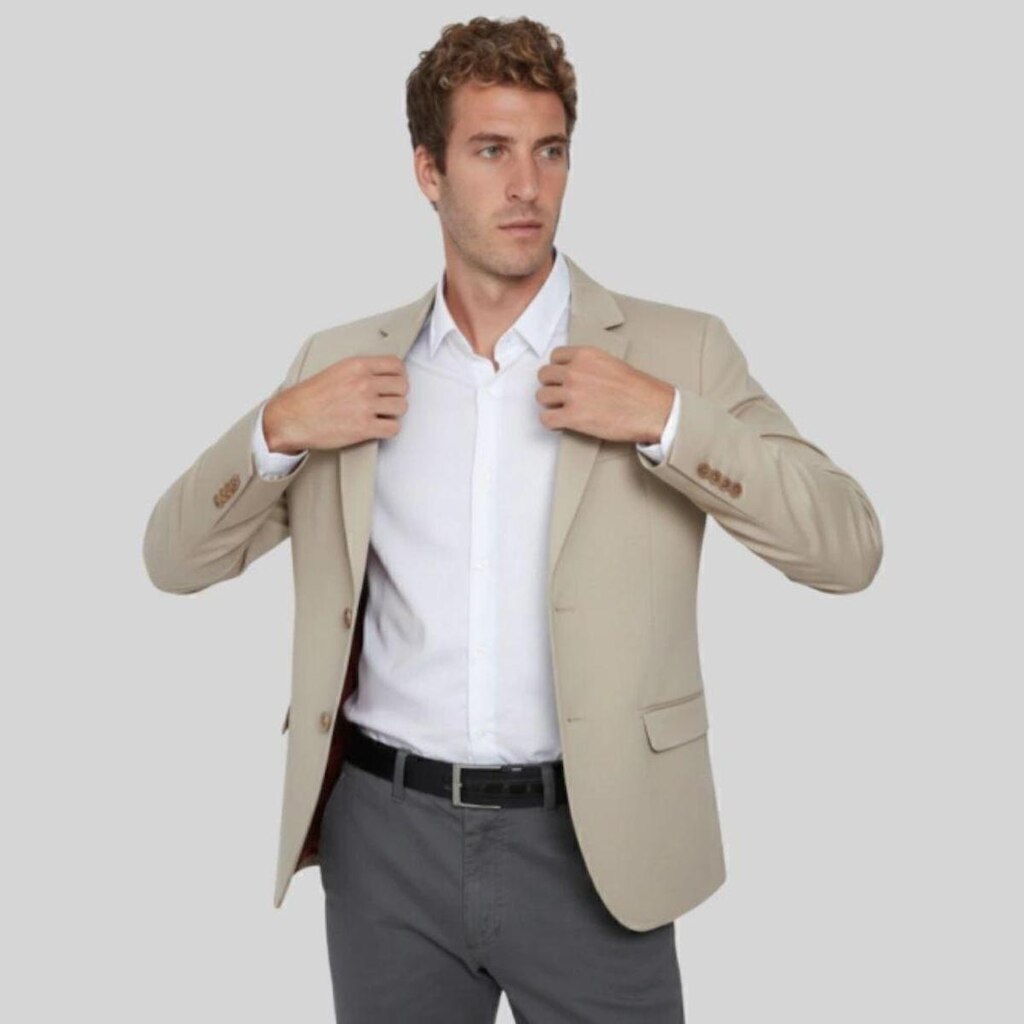 Blazer Hugo Deleon Sarja Elastano Bege
