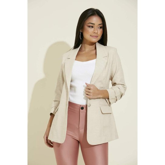 Blazer Manga Sanfonada - Nude