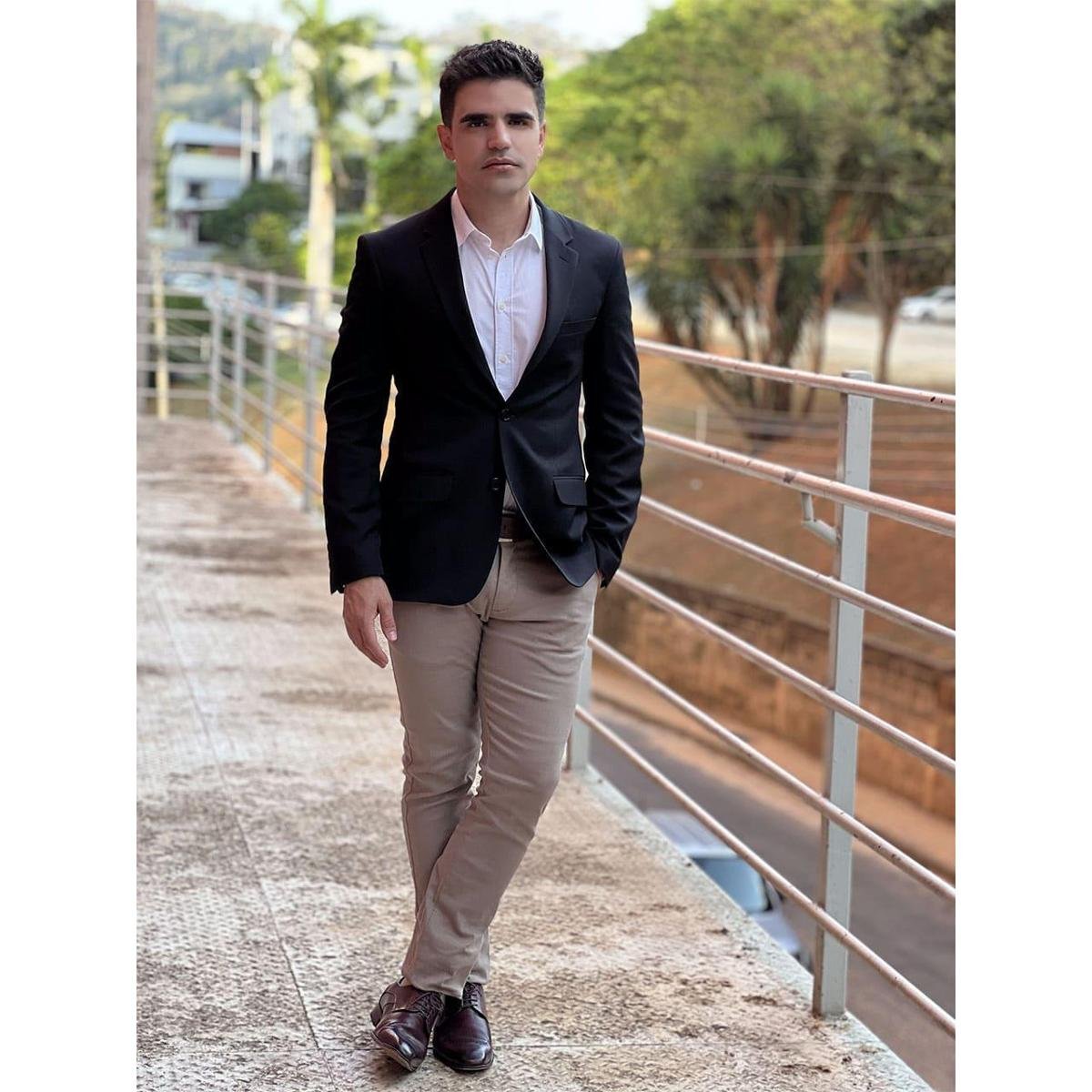 BLAZER MASCULINO PRETO SLIM FIT DE POLIÉSTER Zattini