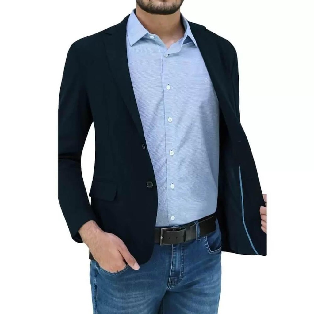 Blazer Masculino Slim Fit Sarja Casual Elegante Ogochi Preto