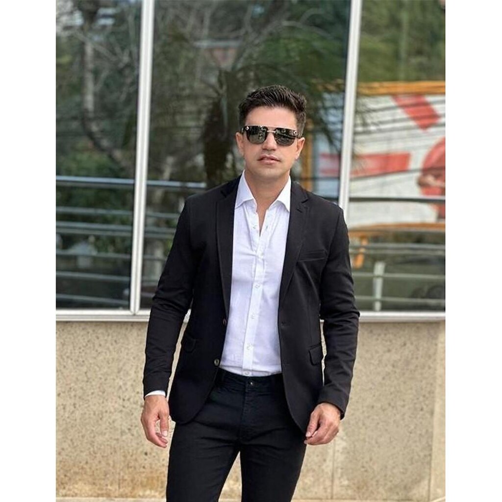 Blazer Masculino Super Slim Poliviscose e Elastano Preto