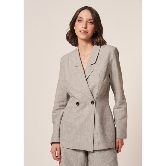 Blazer MOB Boyfriend Alfaiataria Feminina - Cinza