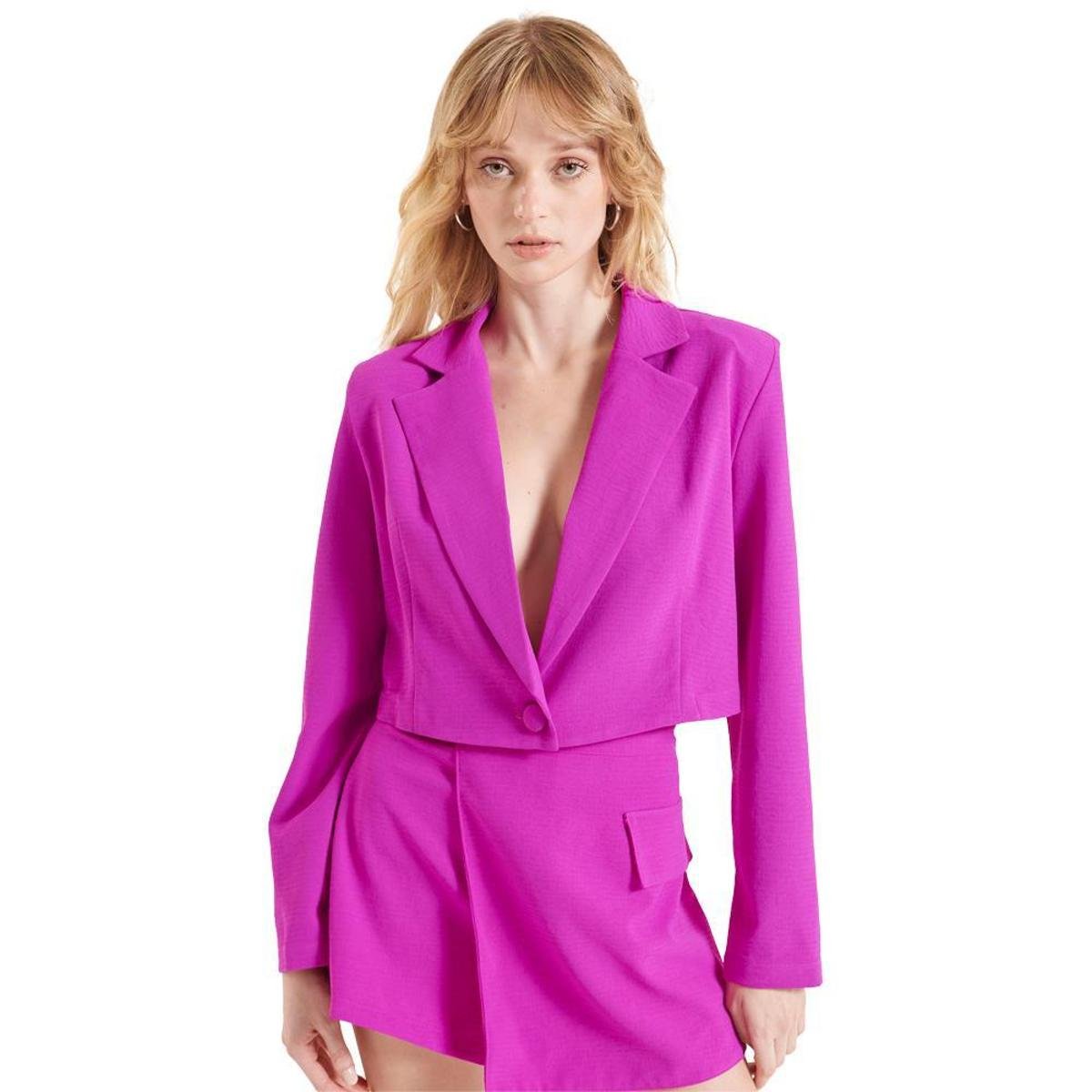 Blazer Myft Cropped AV23 Feminino - Rosa Menor preço em Blazer Myft Cropped AV23 Feminino - Rosa