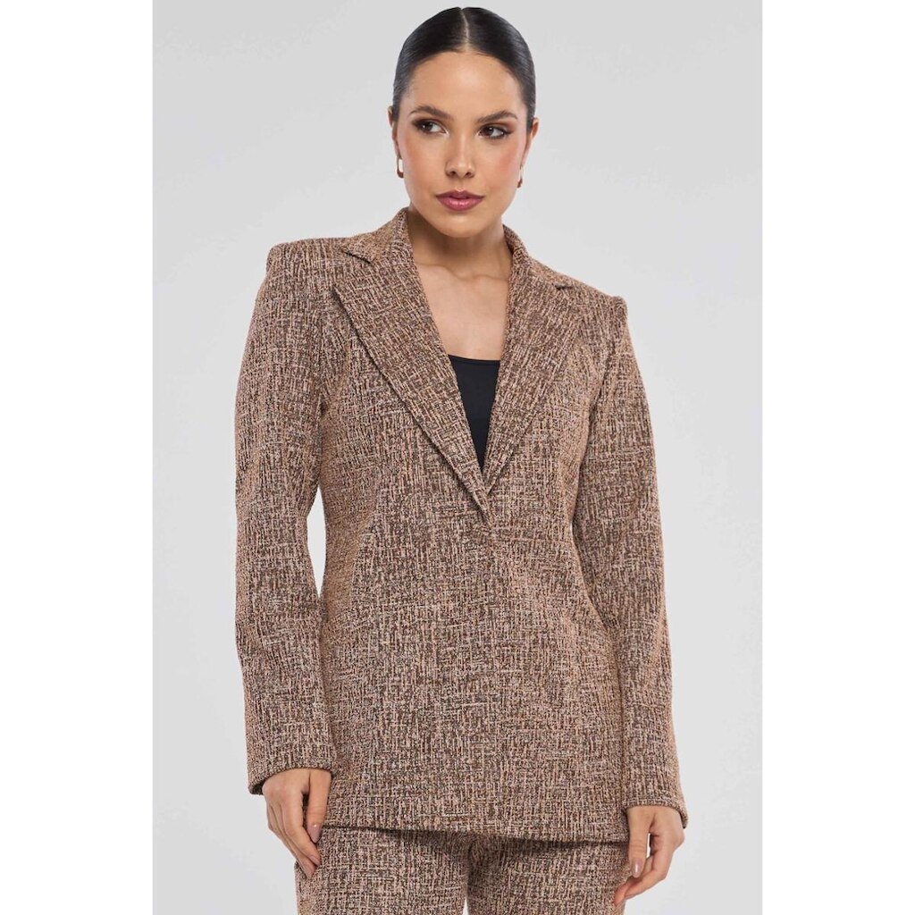 Blazer PKS Alfaiataria Tweed Elegance Marrom