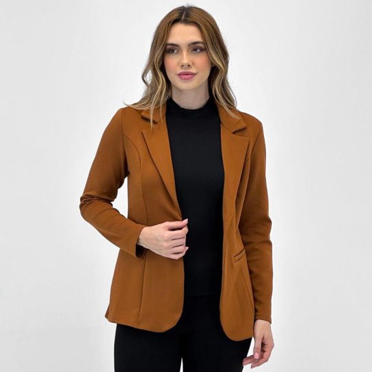 Blazer Simô Aberto Manga Longa Básico Feminino