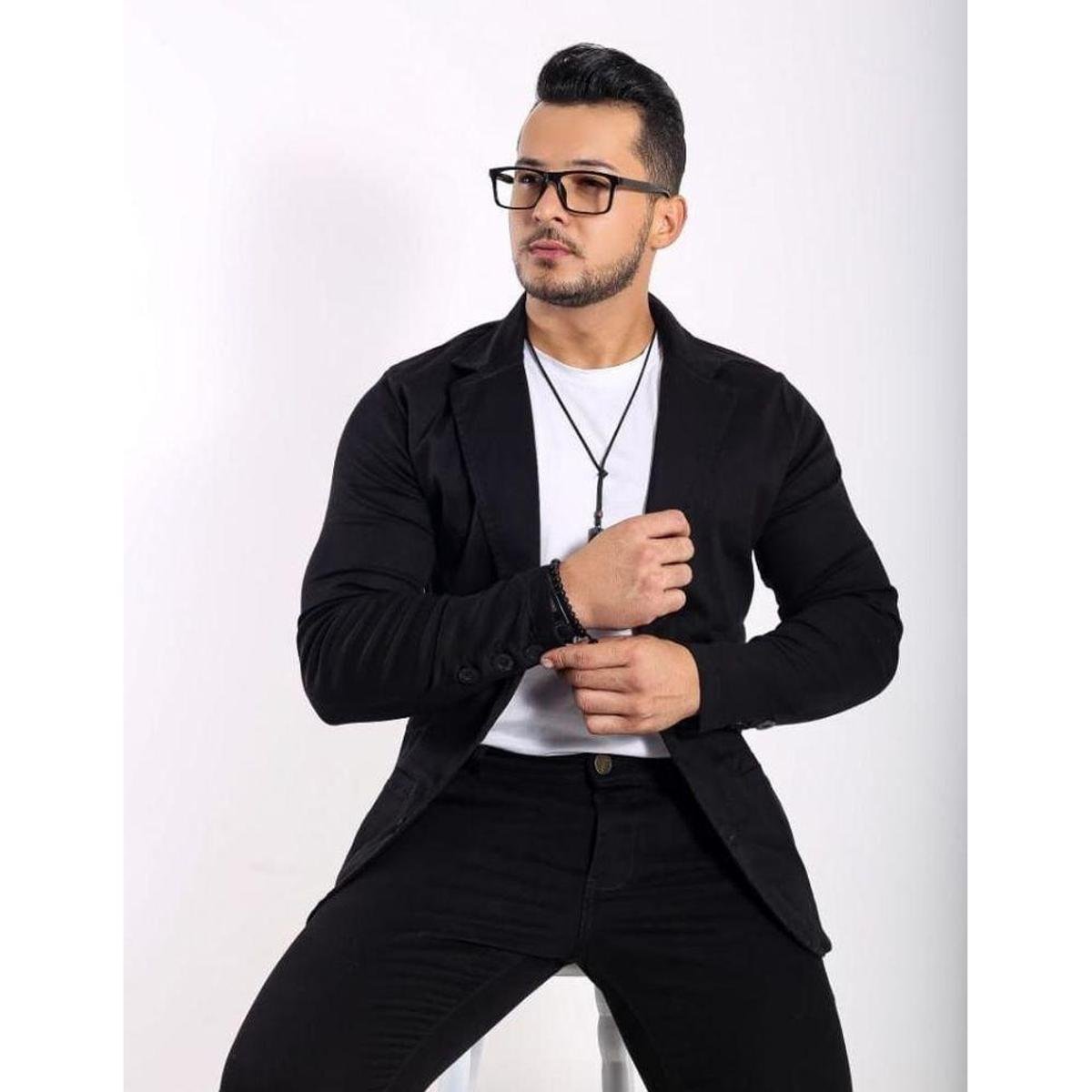 Blazer Slim Fit Luxo Esporte Sarja Masculina Menor preço em Blazer Slim Fit Luxo Esporte Sarja Masculina