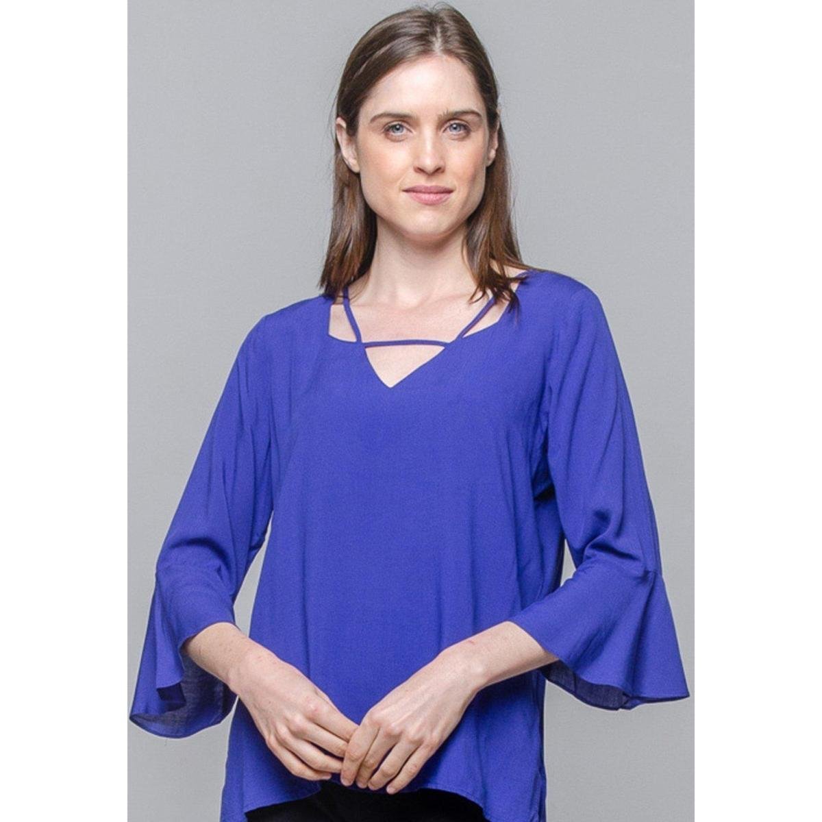 BLUSA 101 Resort Wear Tunica Decote V Viscose - Azul Royal Menor preço em BLUSA 101 Resort Wear Tunica Decote V Viscose - Azul Royal