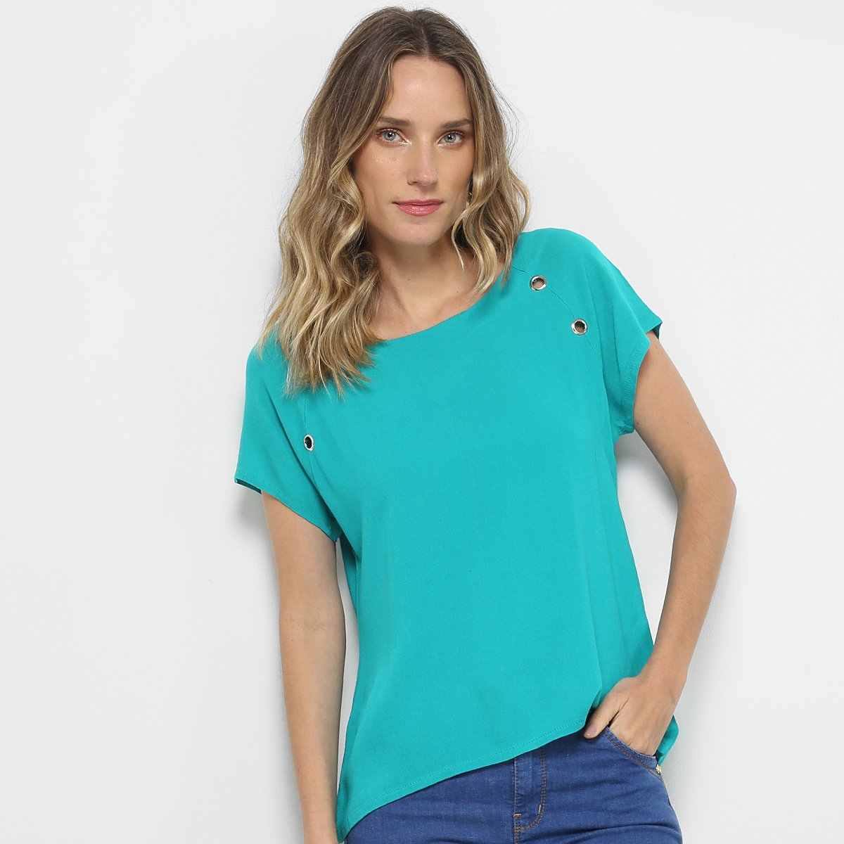 blusa azul tiffany feminina