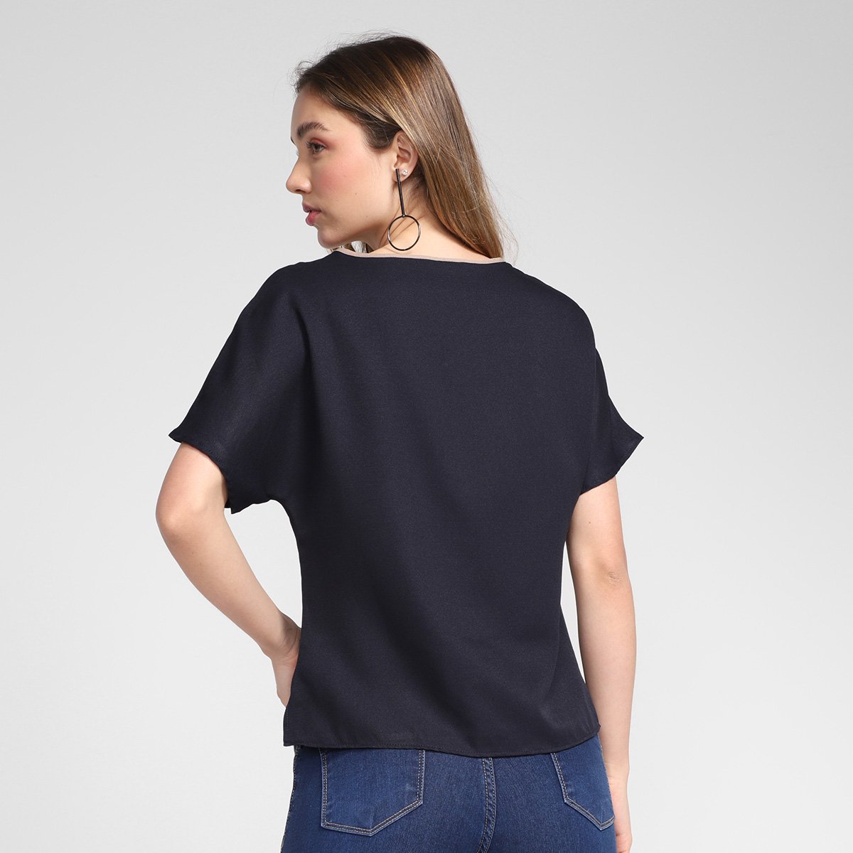 blusa cinza lisa feminina