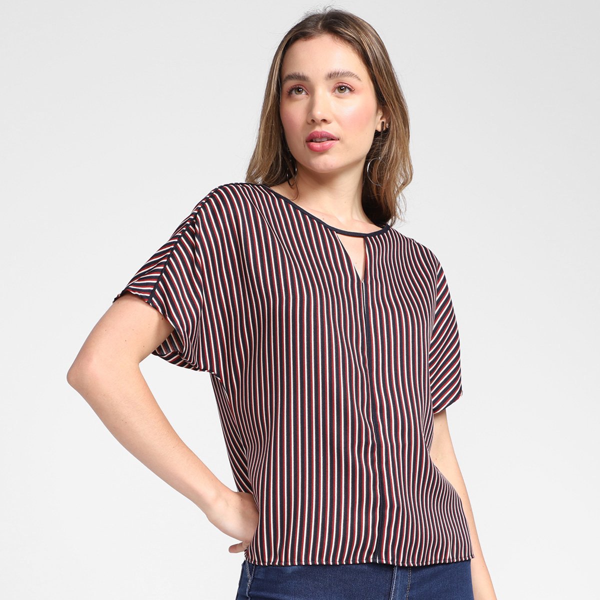 Blusa Aishty Core Lisa Feminina - Listrado Menor preço em Blusa Aishty Core Lisa Feminina - Listrado