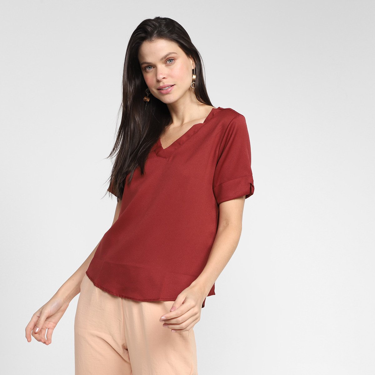 Blusa Aisthy Ampla Feminina - Vinho Menor preço em Blusa Aisthy Ampla Feminina - Vinho
