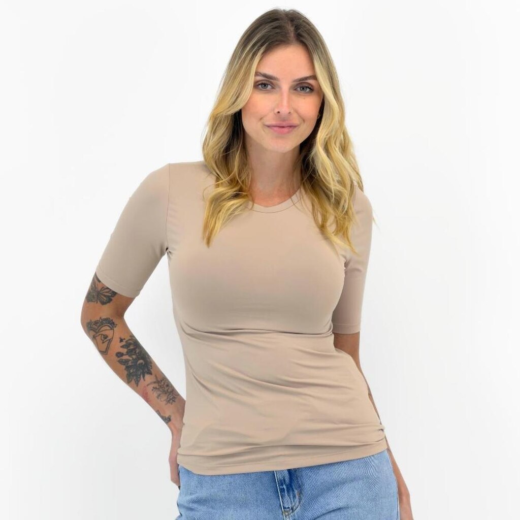 Blusa Alpelo Básica Manga Curta Gola Redonda Feminina