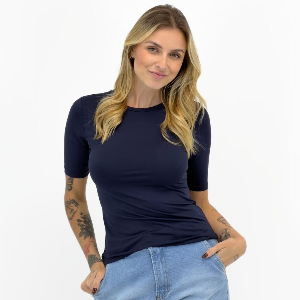Blusa Alpelo Básica Manga Curta Gola Redonda Feminina