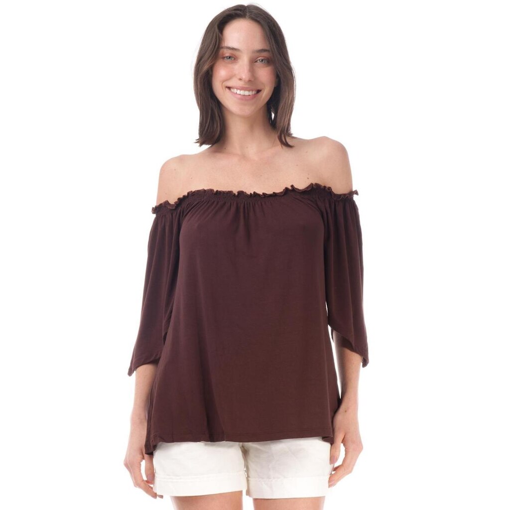 Blusa Amazonia Vital Malha Ombro a Ombro Lastex Feminina