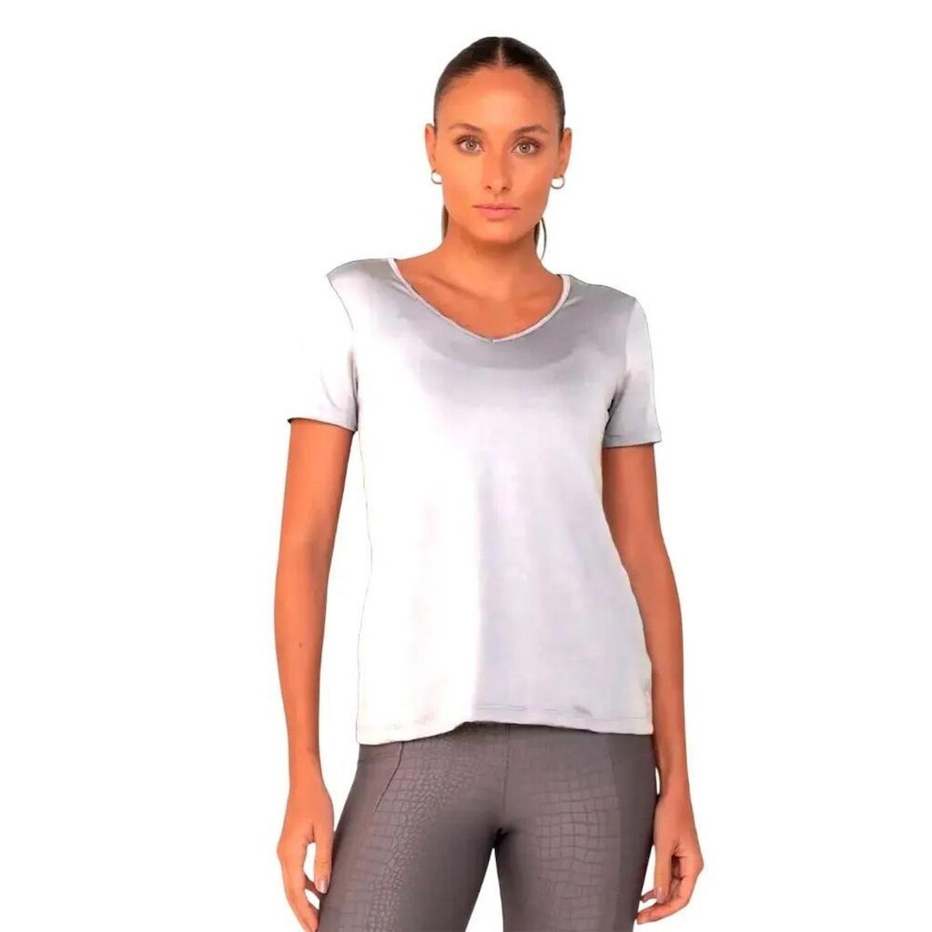 Blusa Amei Sport MC com gola V