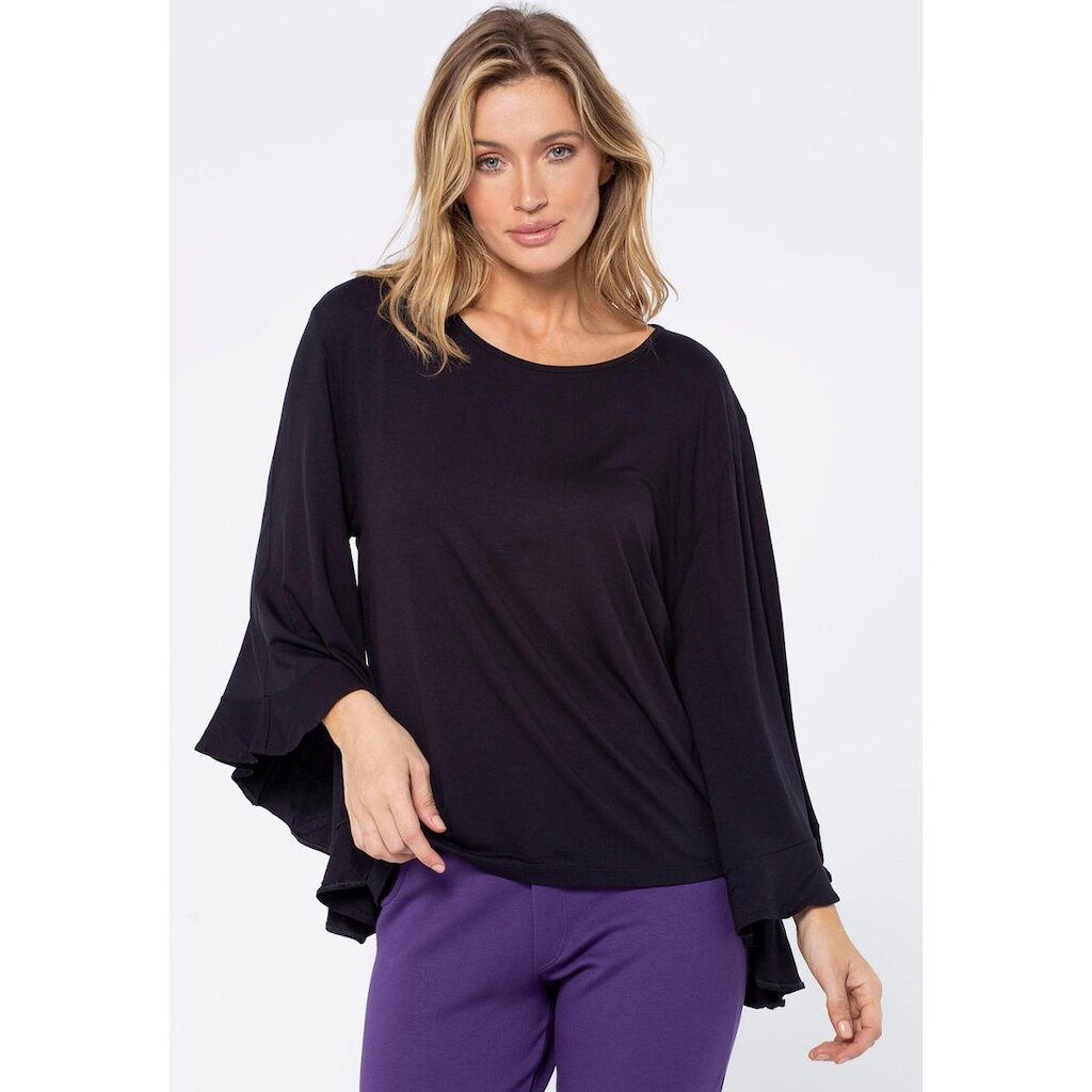 Blusa Ampla Malha Manga Sino Preta - GG - Veste do 46 ao 48